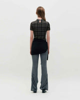 Plaid Smocking T-Shirt _ BLACK