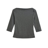 アヴェノアボートネック7分袖Tシャツ