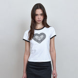 C レースパネルグラフィックTシャツ_ホワイト