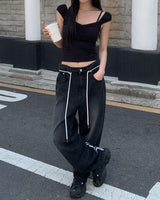 (Unisex) トラックデニムパンツ