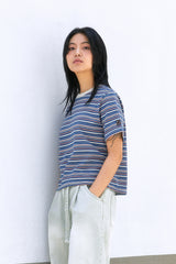 ALARM マルチストライプTシャツ BLUE_WOMAN