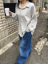 Tele Side Pintuck Wide Denim Pants