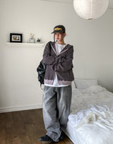 Paying Pigment Stripe Two Way Hooded Zip-Up