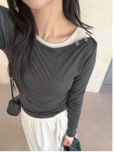 One-shoulder Tencel see-through T-shirt
