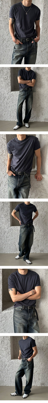 [S/S] Deepblue green wide denim pants
