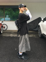 カラーブロックレイヤードベーシックロングスリーブ2C
