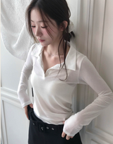 conte tone wool button collar top