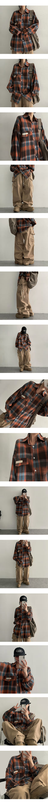 Naku Patch Deep Color Check Shirt