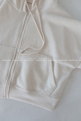 Fluffy fleece hooded zip-up jacket