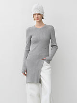 (T-7032)UNBAL RIBBED SLIM KNIT