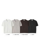 LMN 3D Collar Two-Pocket Henley Short-Sleeve Knit (4 colors)