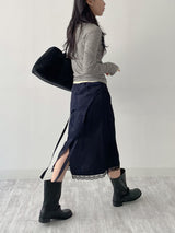 Fold Satin Lace Skirt