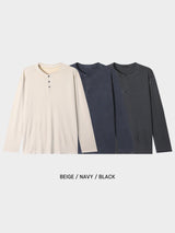 Pigment Henley Neck Long Sleeve 3COLOR
