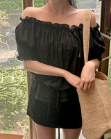Off‑shoulder frill string blouse