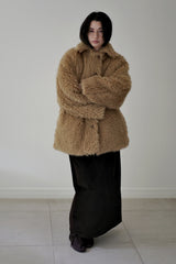 Reversible fur coat, Camel