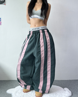 TRACK NYLON UNIQUE BALLOON PANTS💚🩶🖤🤎 - 4 COLORS