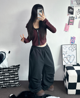ツーピンタックパラシュートワイドパンツ 🤍🩶🖤4COLOR