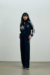 RIBBON JERSEY TRACK PANTS / NAVY