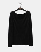 サフファースリットボタンボートネックニットTシャツ