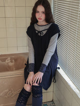 レースレイヤーオーバーニーソックス / navy
