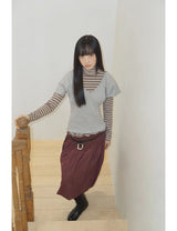 WRAP SHIRRING TOP(GREY)