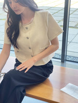 Meble Round Short Sleeve Tweed Jacket