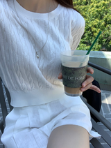Slow Cable Round Short Sleeve Knit / 10 colors