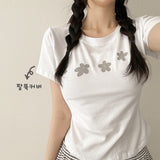 Flower Point Slim Short-Sleeved T-Shirt