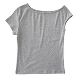 アンバランスオフショルダーTシャツ