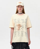 13DE MARZO ベアムーブメントスケッチTシャツ - ベージュ