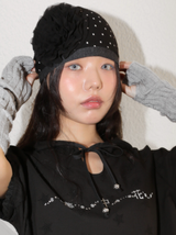 シフォンコサージュスタービーニー ブラック