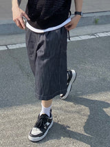 Curved Denim Half Pants