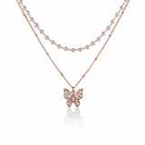 [IU Necklace] バタフライフェアリーレイヤードネックレス - Rosegold Color