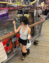Ribbon Polka Dot Halterneck Sleeveless