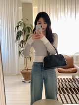 Bicolor U-neck Slim Crop Knit (3color)