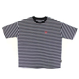 M17109 M. Tシャツ オフストライプブラック