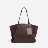 Woven Texture Large Square Tote Bag with Pouch