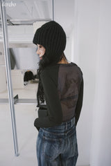 Back see-through angel long-sleeved t-shirt