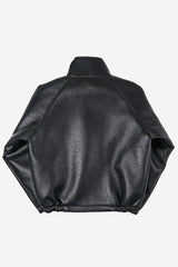 Puff raglan texture leather jumper