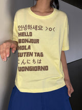 Bonju-Hi Letter Semi-Cropped Basic Fit T-Shirt 5color
