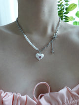 snow heart necklace | 하얀 눈 하트 목걸이