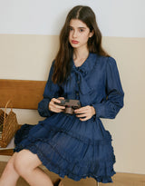 Naive Tie Set Denim Shirt Deep-denim