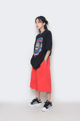 long wide sweat half pants