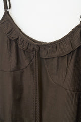 Ruffle Ribbon Sleeveless (Brown)
