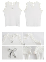 cat lace bow sleeveless tee