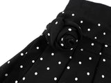 Rose Detail Dot Pleated Skirt 232514109
