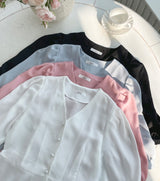 Lua V-neck Peplum Three Quarter Blouse