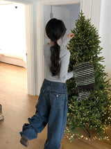 Deez Back Pocket Washed Denim Balloon Pants