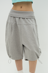 EYELET ADJUST PUFF PANTS _ GREY