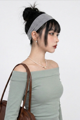 RIBBED HEM OFF-SHOULDER TEE (3COLORS!)
